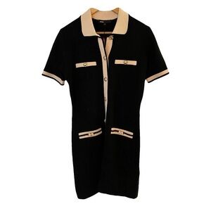 Chic Black and Cream Short Sleeve Dress